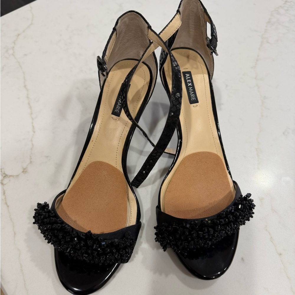 Alex Marie Elegant Black Beaded Heels